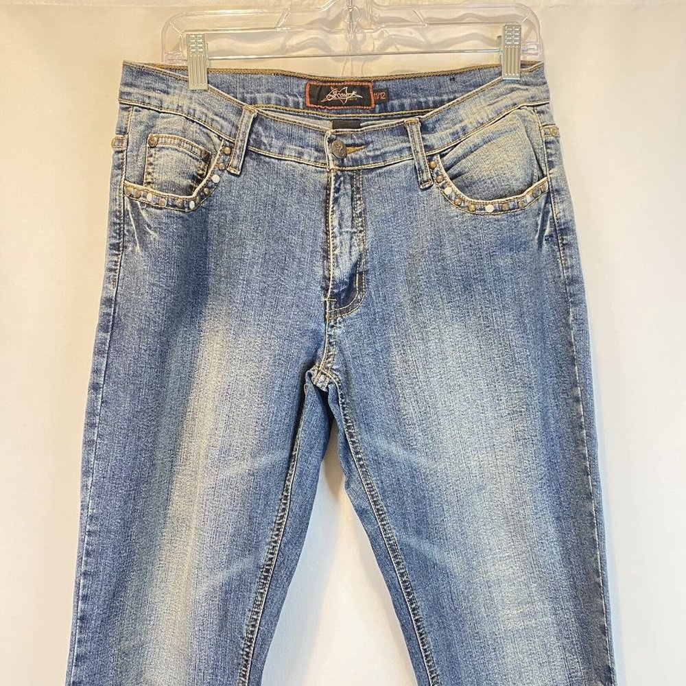 J Star Bootcut Jeans Womens Size 11/12 Blue Denim Embroidered
